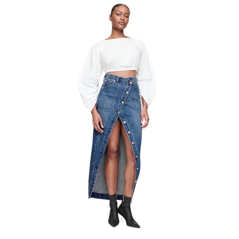 NWT GAP x Cult Gaia Button-Front Denim Maxi Skirt – Size 29 / 8